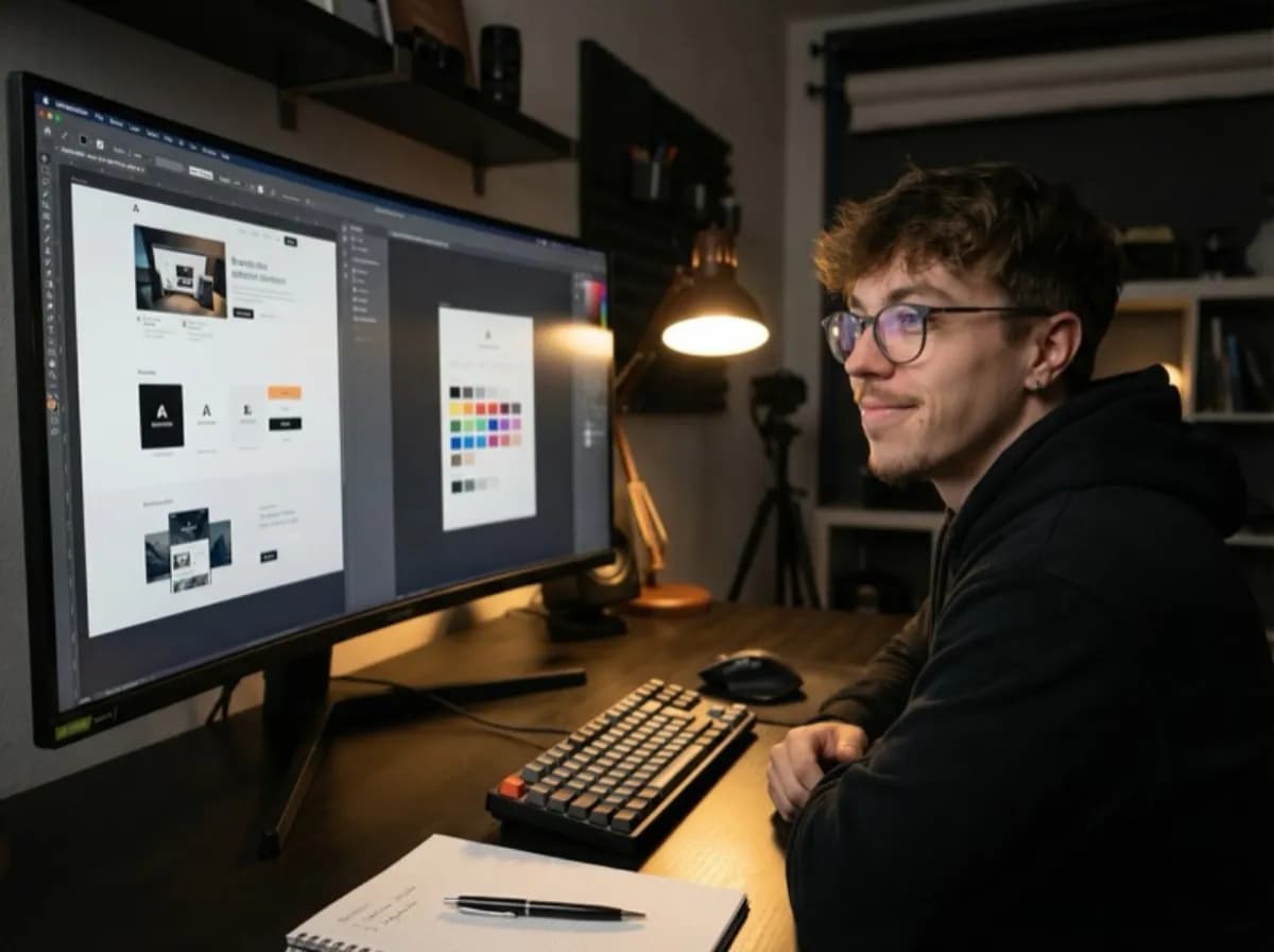 Yannis in der Mediendesign-Ausbildung